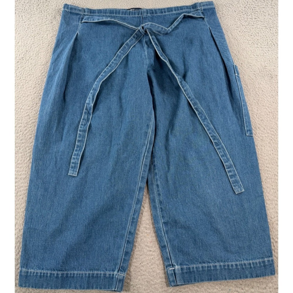 Levi's Made & Crafted Crop Jeans‎ Women's 1 (36x22) Blue Denim Wide Leg Tie Back